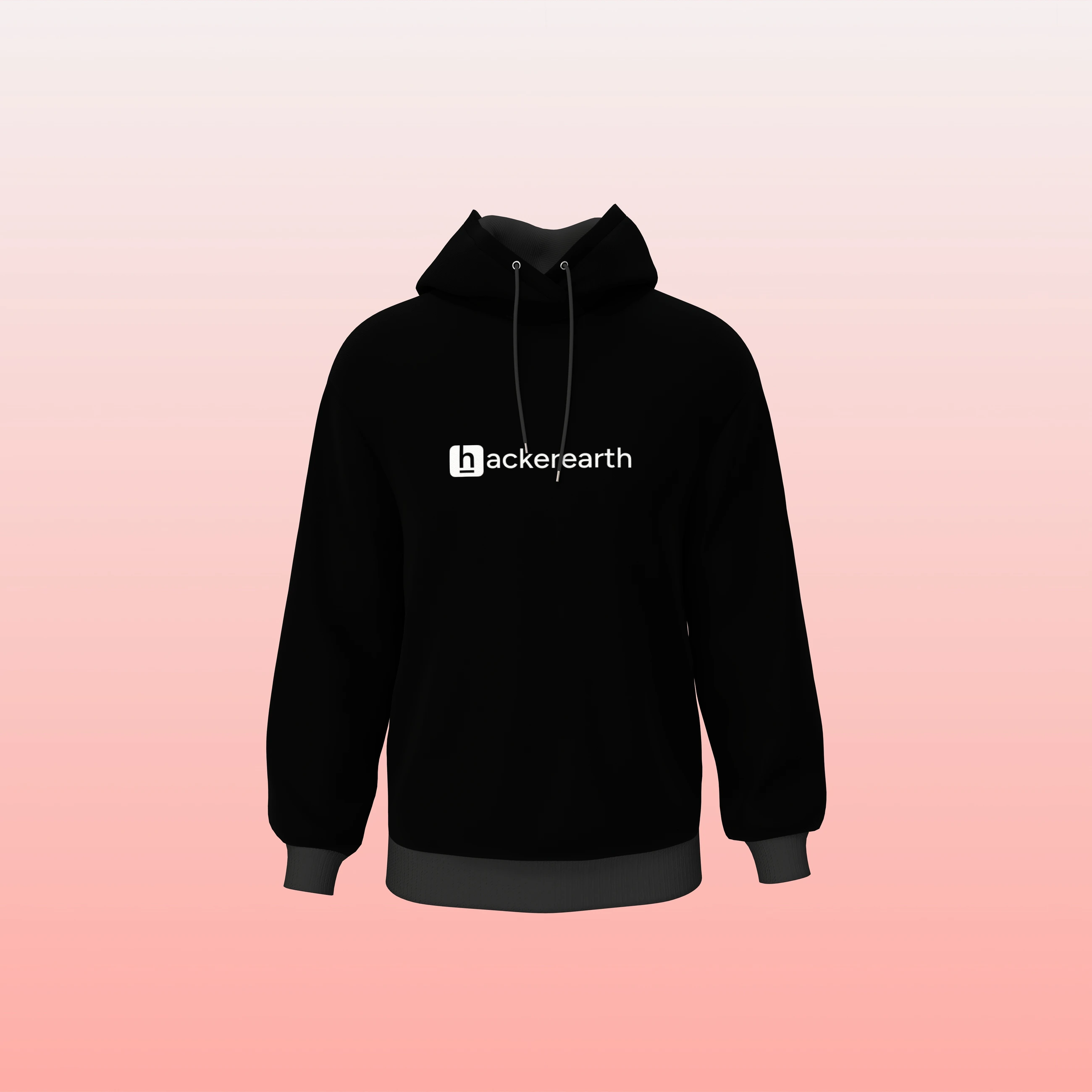 HackerEarth branded hoodie on a pink gradient