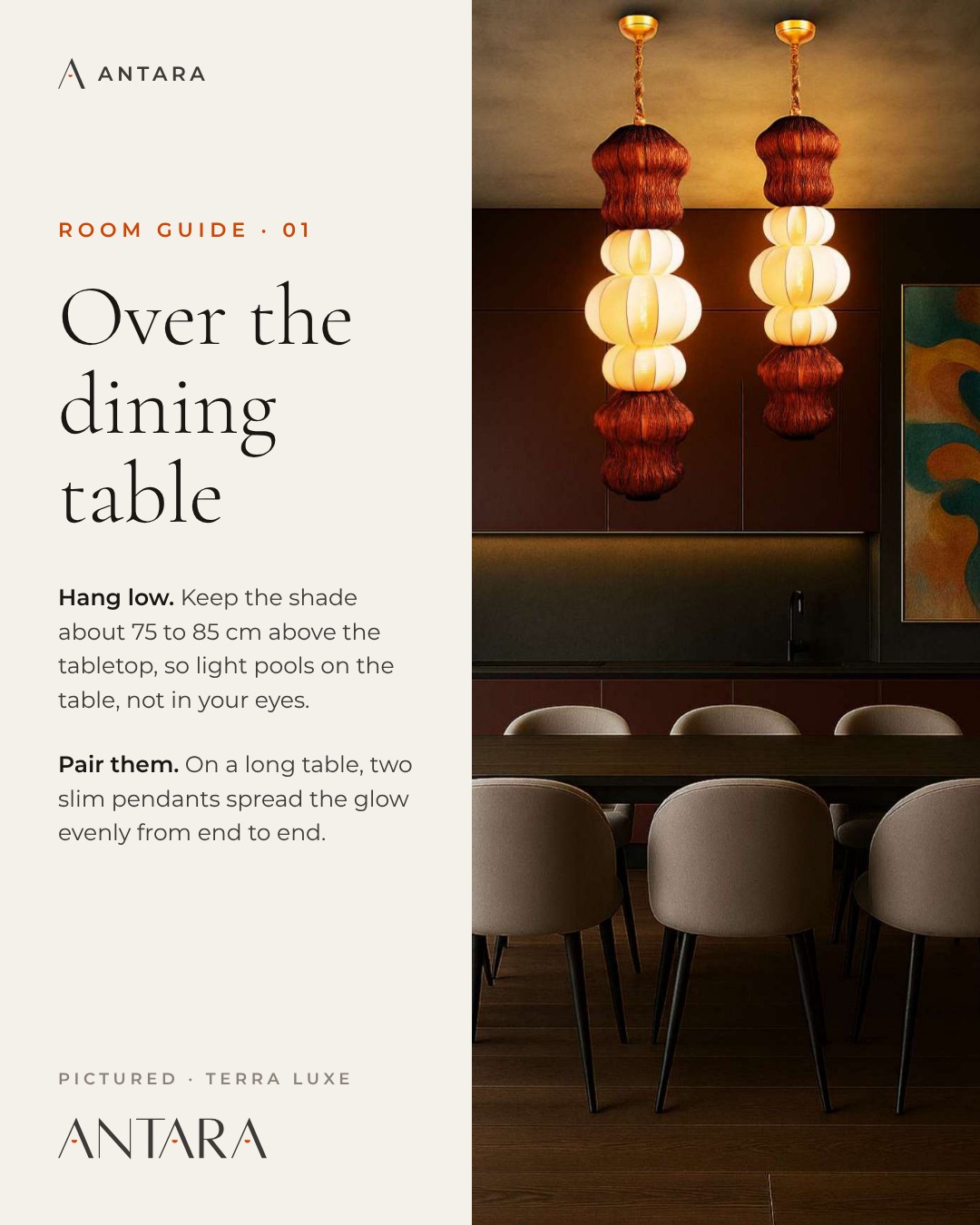 Room guide 01 — over the dining table