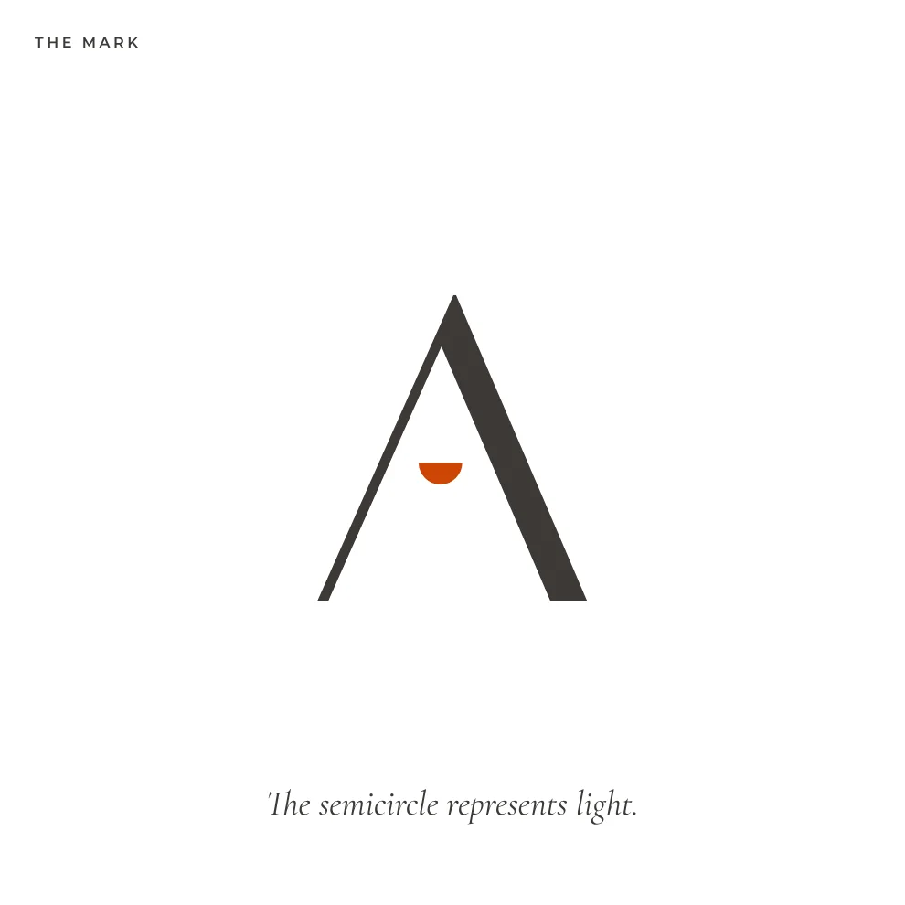 Antara mark: an A with a semicircle of light