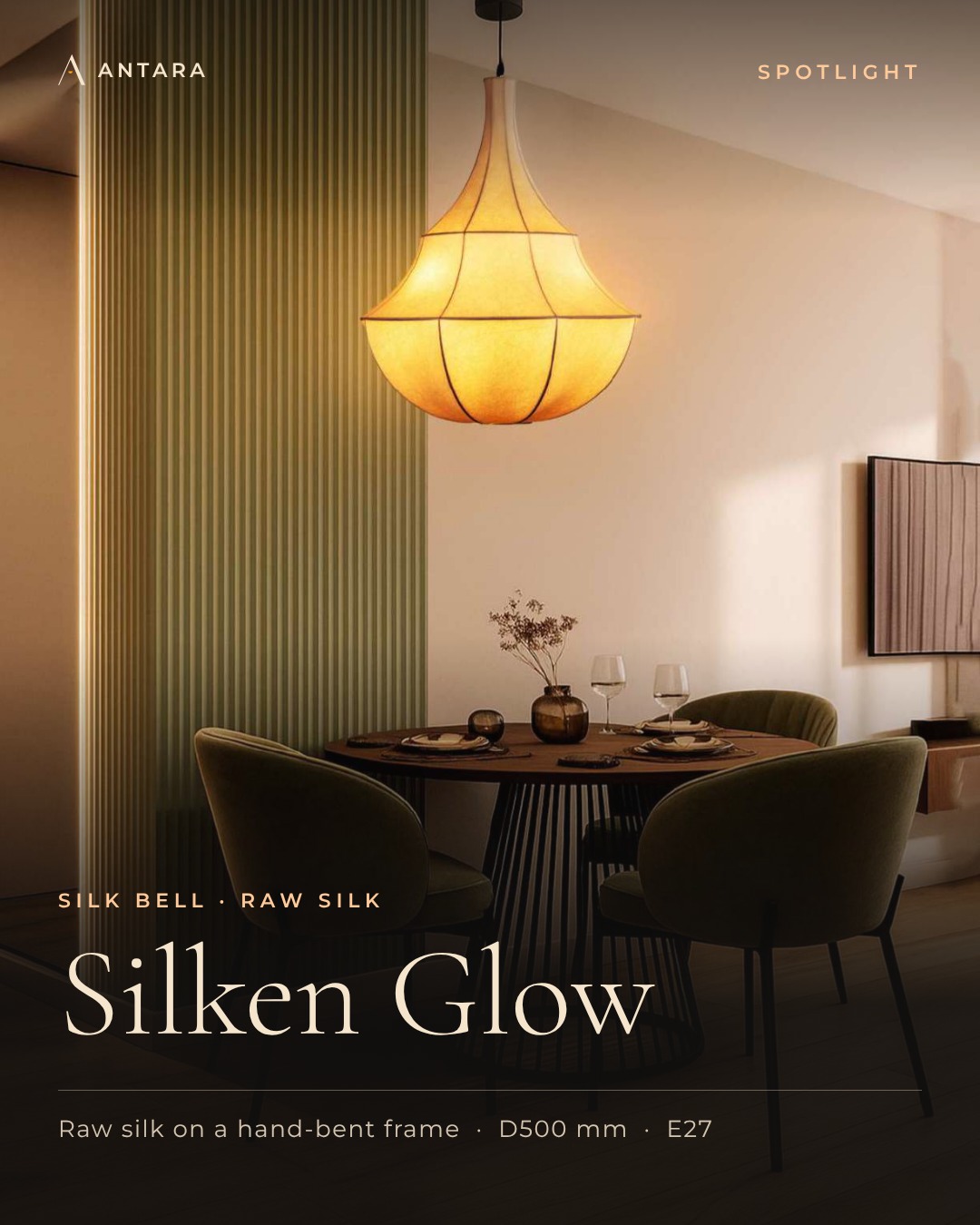Silken Glow — raw silk on a hand-bent frame