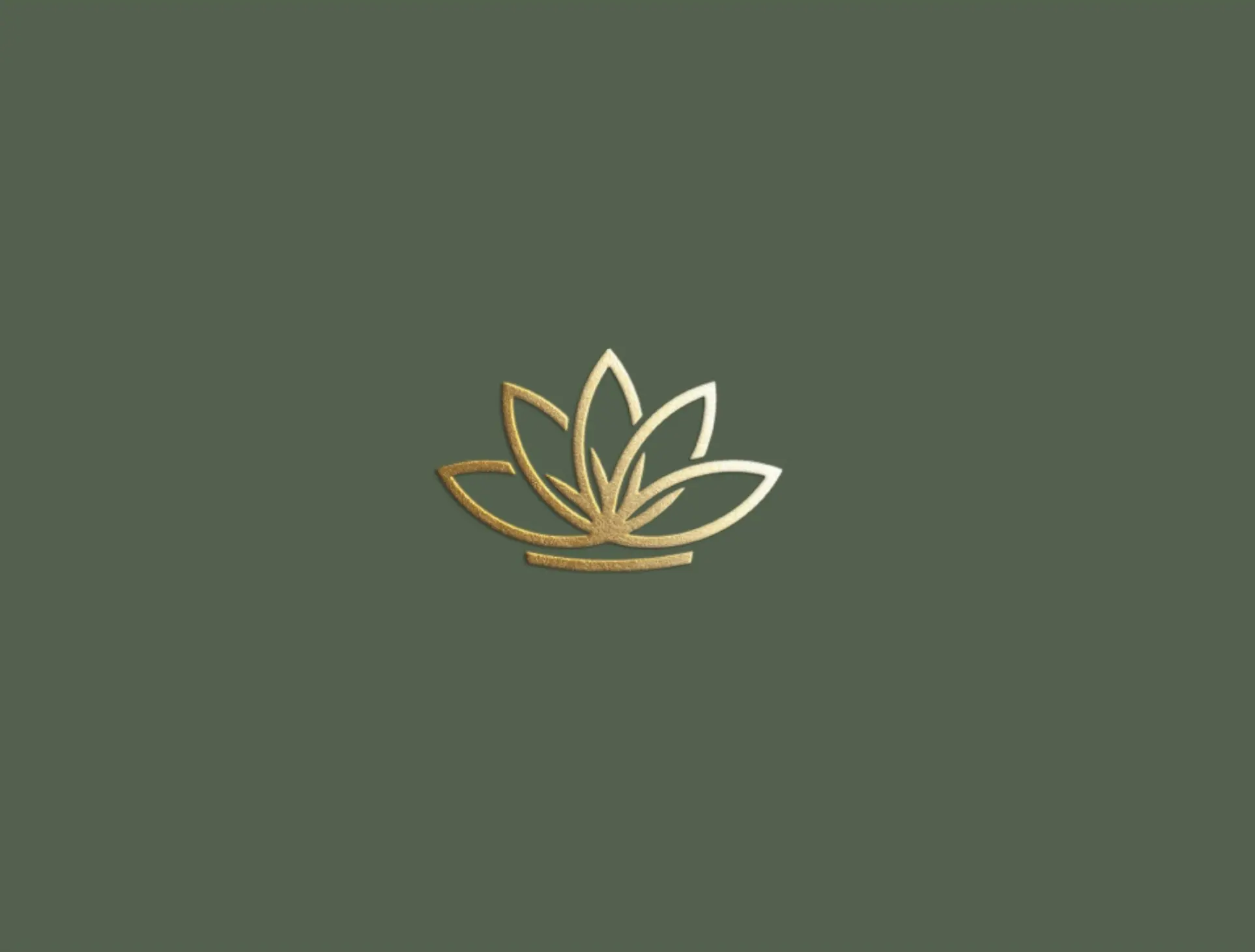 Gold foil lotus mark on olive green