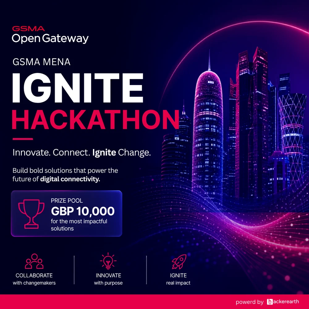MENA Ignite Hackathon post for GSMA Open Gateway: Innovate. Connect. Ignite change.