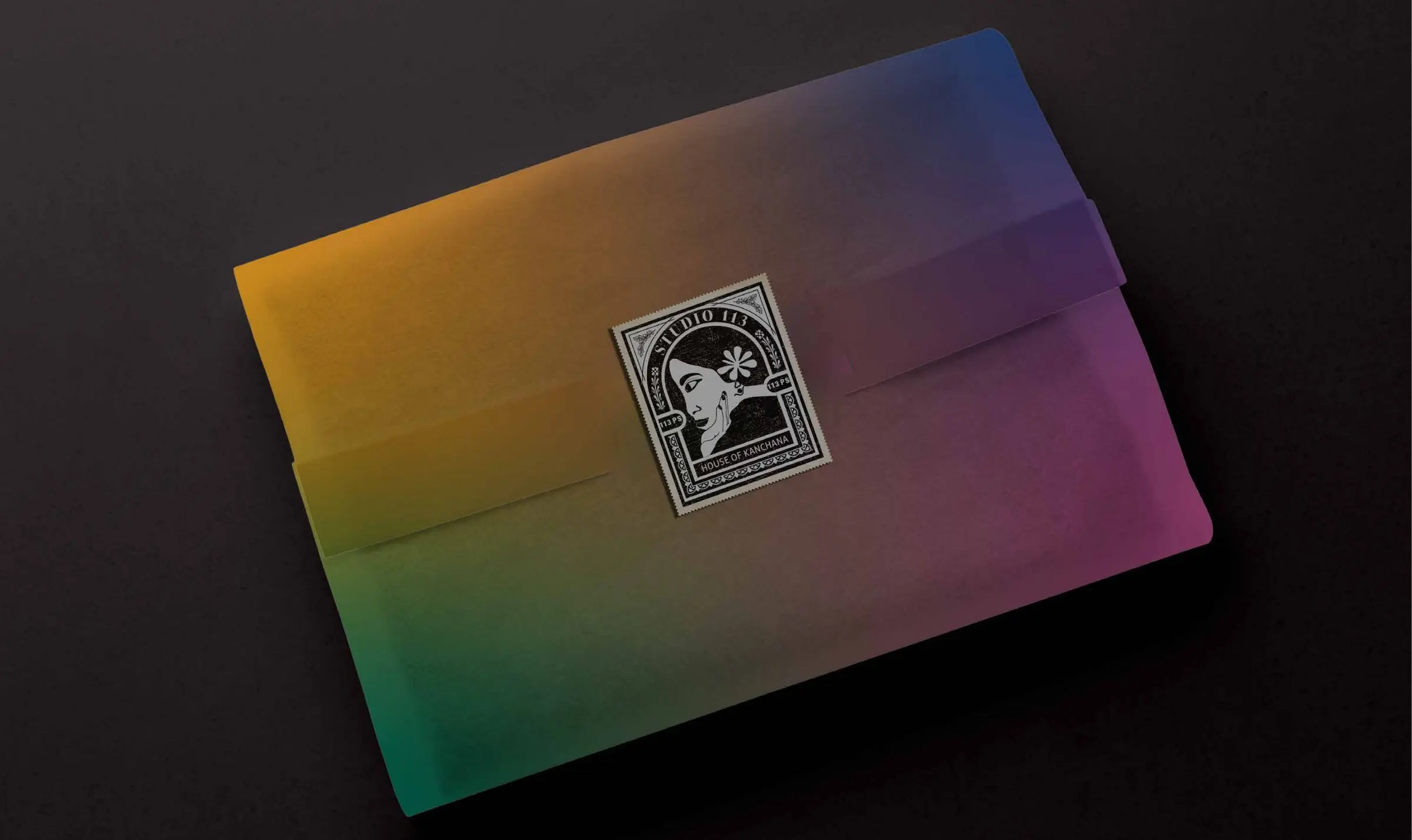 Studio 113 gradient packaging sealed with the stamp