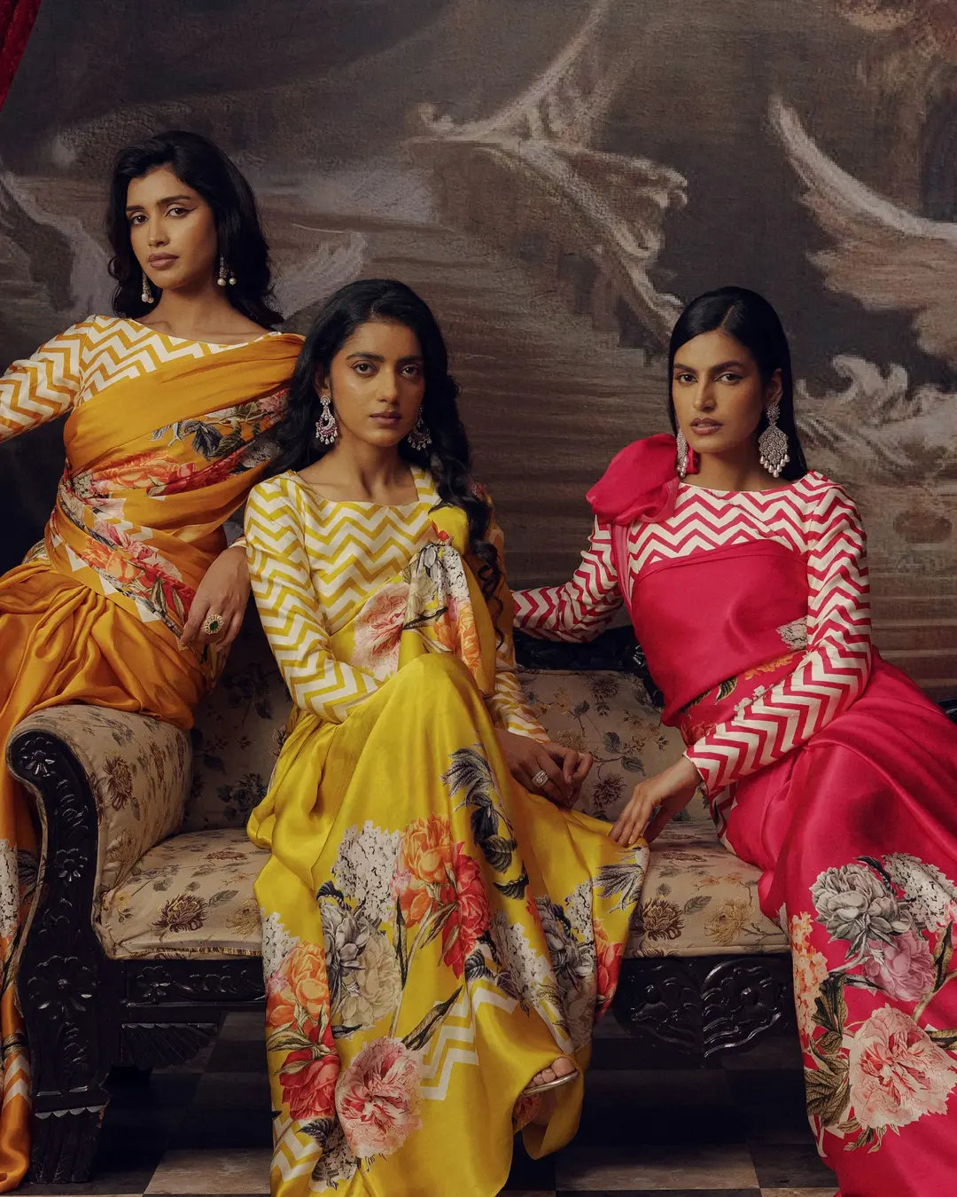 Three shades of satin, one salon.